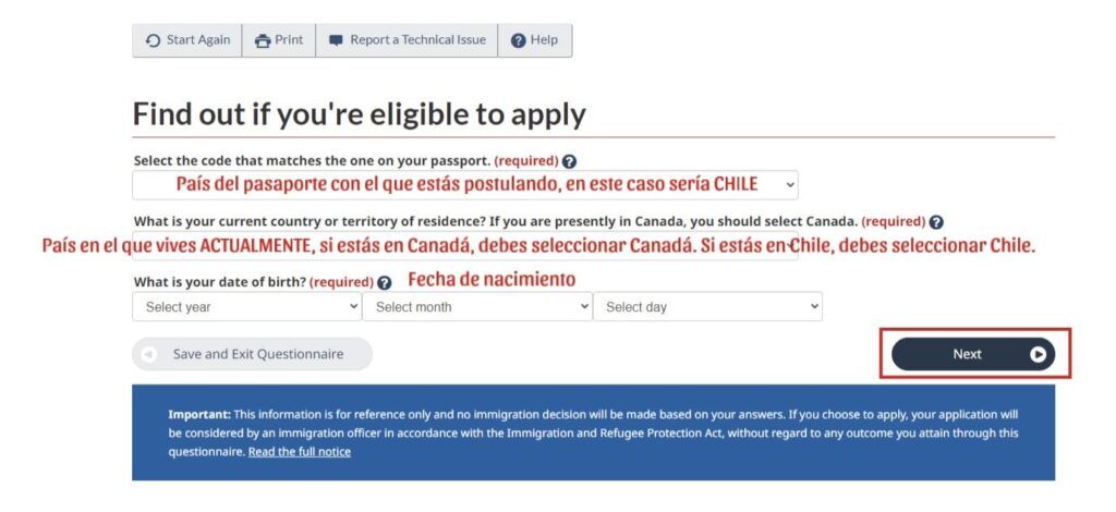 paso a paso para postular a la working holiday canada - ingreso a pool 3
